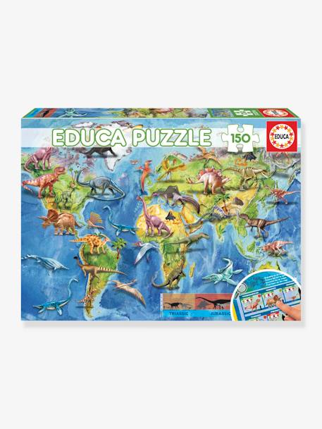 Dinosaurs World Map Puzzle - 150 Pieces - EDUCA blue 