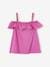 Ruffled Top in Fancy Fabric with Reliefs, for Girls peony pink 