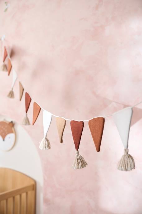 Garland with Knitted Streamers BEIGE LIGHT SOLID+rosy 