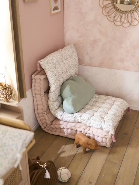 Floor Cushion, FLEURETTES White/Print 