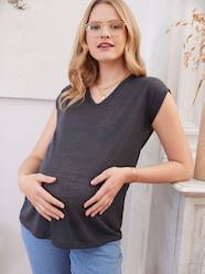 Maternity-T-shirts & Tops-V-Neckline Top in Cotton & Linen, Maternity
