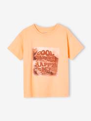 Boys-Tops-T-Shirt with Photoprint Motif & Puff Ink Inscription for Boys
