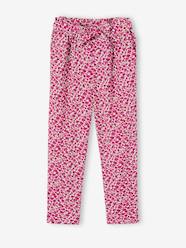 Girls-Fluid Cropped Trousers with Floral Print, for Girls