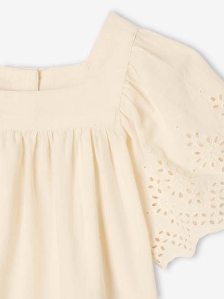 Short Sleeve Blouse in Broderie Anglaise, for Babies ecru 