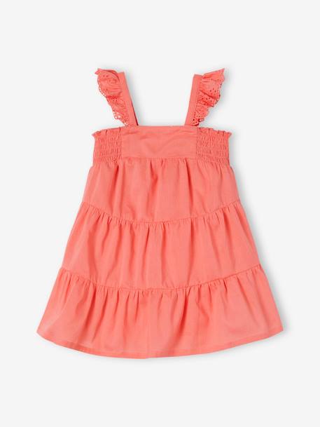 Smocked Dress with 3 Ruffles for Babies rose 