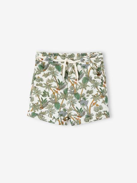Jungle Shorts in Cotton & Linen, for Babies ecru 