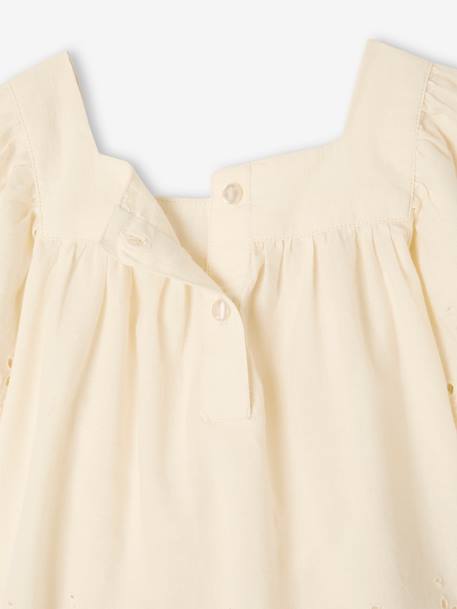 Short Sleeve Blouse in Broderie Anglaise, for Babies ecru 