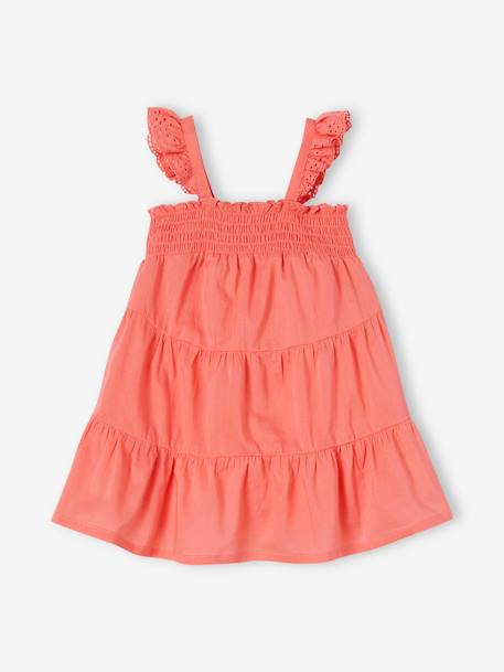 Smocked Dress with 3 Ruffles for Babies rose 