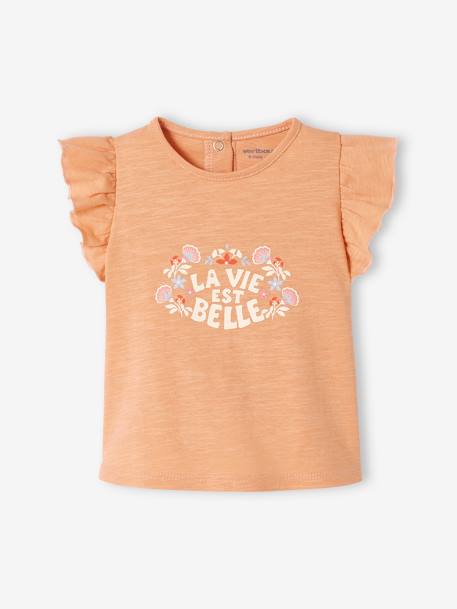 T-Shirt with Ruffled Sleeves for Babies orange 