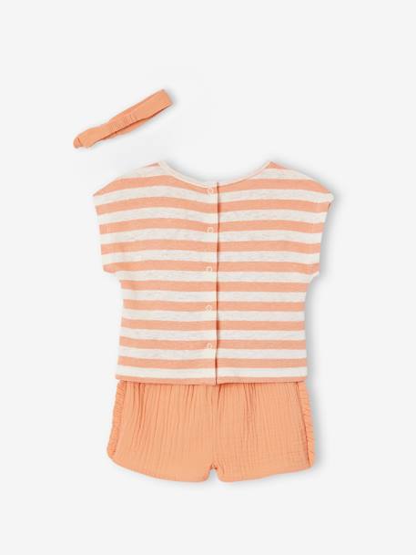 Shorts, Striped T-Shirt & Headband Ensemble for Babies orange 