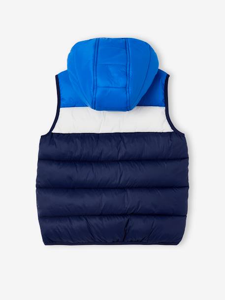 Hooded Colourblock Bodywarmer for Boys electric blue+khaki+navy blue 