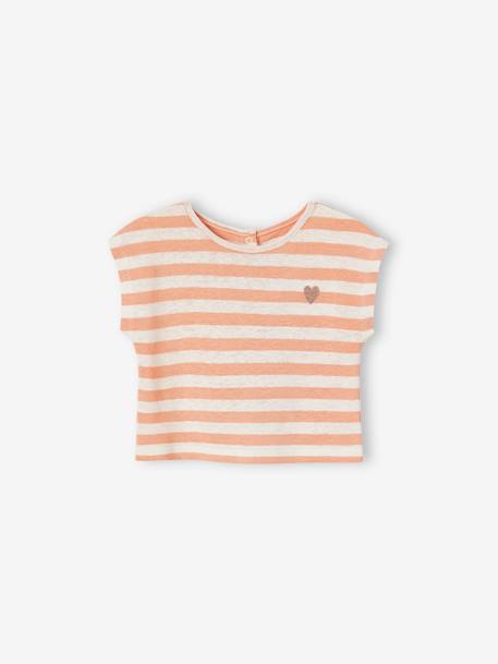 Shorts, Striped T-Shirt & Headband Ensemble for Babies orange 