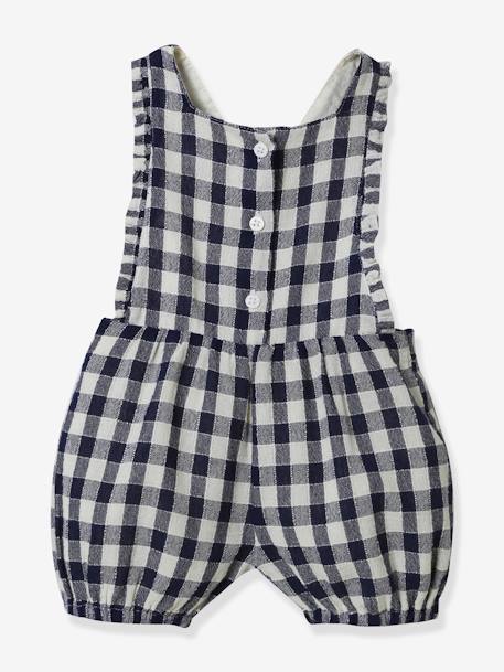 Gingham Dungarees for Babies, by CYRILLUS chequered navy blue 