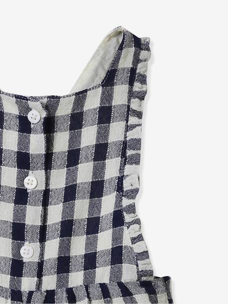 Gingham Dungarees for Babies, by CYRILLUS chequered navy blue 