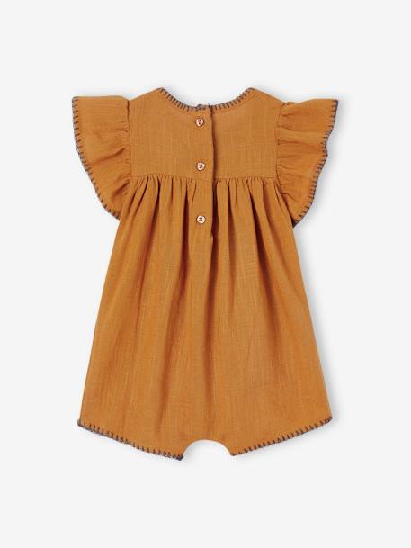 Embroidered Playsuit for Babies caramel 