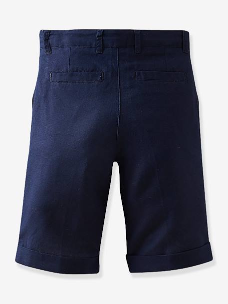 Boy's linen/cotton formalwear Bermuda shorts Dark Blue 