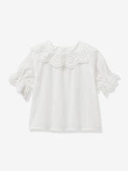 Blouse with Broderie Anglaise for Girls, by CYRILLUS