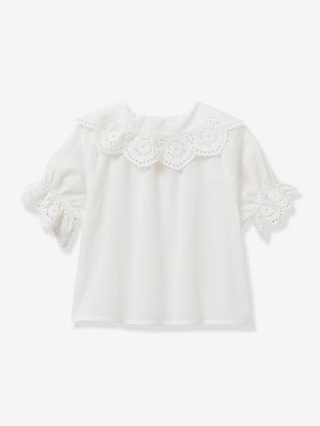Blouse with Broderie Anglaise for Girls, by CYRILLUS ecru 