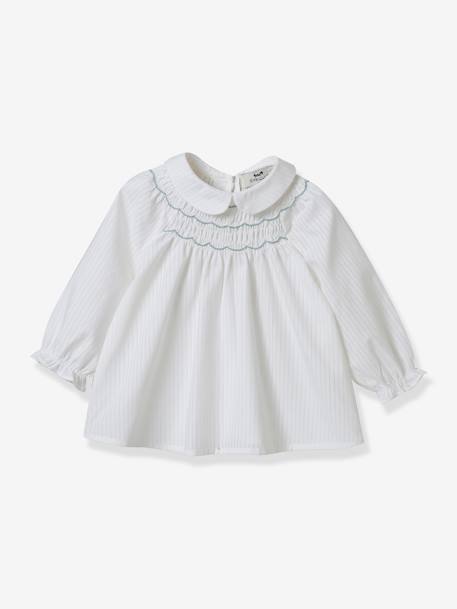 Smocked Blouse for Babies, by CYRILLUS white 