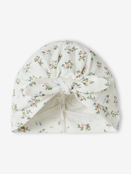 Turban-Shaped Beanie in Printed Knit for Baby Girls printed white 