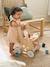 Walker with Seat for Doll, in FSC®100% Wood green+pink 