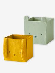 Bedroom Furniture & Storage-Storage-Set of 2 Animals Boxes in Cotton Gauze