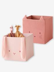 Bedroom Furniture & Storage-Set of 2 Animals Boxes in Cotton Gauze