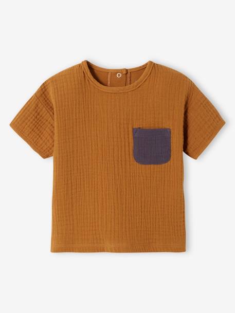 Dual Fabric T-Shirt for Babies caramel 