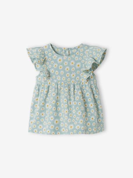 Blouse with Ruffles for Babies grey blue 