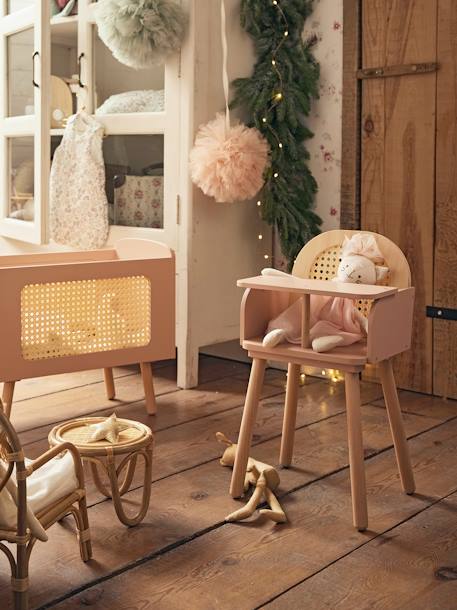 High Chair in FSC®100% Wood & Wicker Multi 