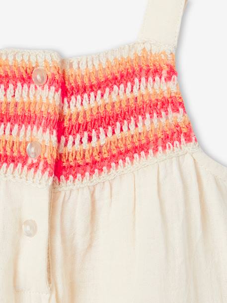 Playsuit in Crochet & Cotton Gauze for Babies ecru 