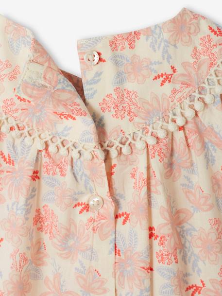Floral Short Sleeve Dress for Babies ecru 
