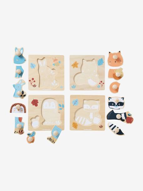 Pack of 4 Peg Puzzles in FSC® wood, Forest Friends wood 