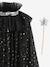 Glittery Cape + Wand black+WHITE LIGHT SOLID WITH DESIGN 