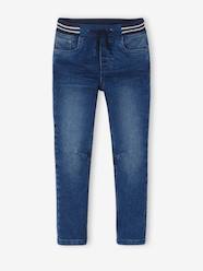 Boys-Jeans-Straight Cut Denim-Effect Fleece Trousers, for Boys