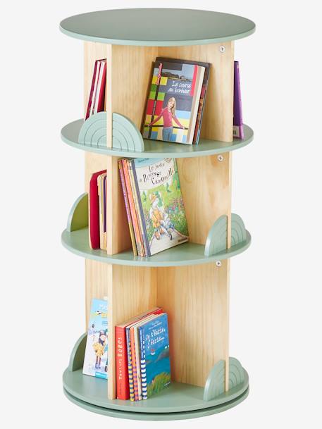 Rotating Bookshelf, Rainbow sage green 