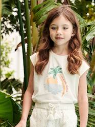 -Sleeveless T-Shirt, Summer Motif, for Girls