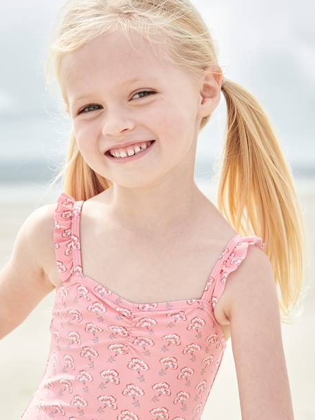 Printed Swimsuit with Ruffle, for Girls sweet pink 