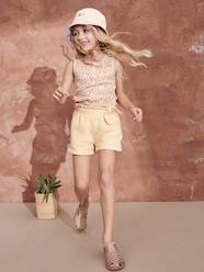 Girls-Shorts-Paperbag Shorts in Cotton Gauze for Girls