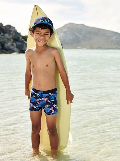 Cap with Tropical Print for Boys navy blue 