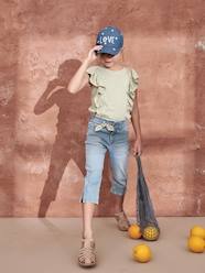 Girls-Cropped Denim Trousers with Bow for Girls