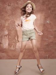Girls-Shorts Embroidered with Iridescent Flowers, for Girls