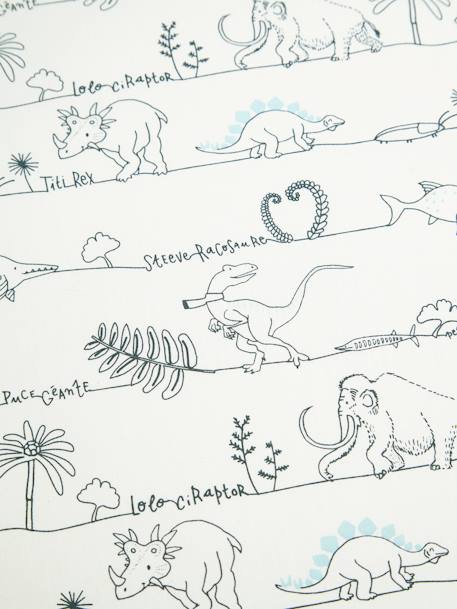 Children's Fitted Sheet, Dinorama Theme White/Print 