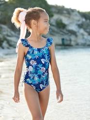 Girls-Swimwear-Swimsuit with Tropical Print, for Girls