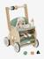 Walker with Seat for Doll, in FSC®100% Wood green+pink 