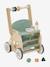 Walker with Seat for Doll, in FSC®100% Wood green+pink 