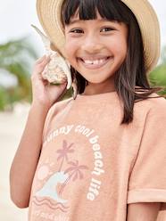 Girls-Tops-T-Shirts-Terry Cloth T-Shirt with Palm Trees Motif for Girls