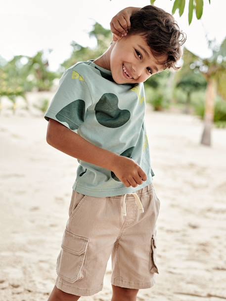 T-Shirts with Maxi Exotic Motifs for Boys sage green 