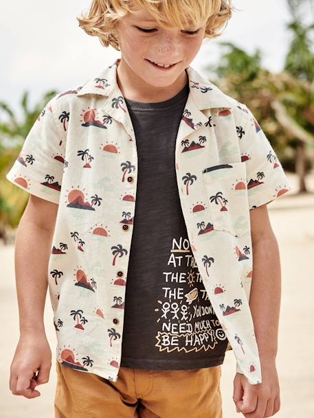 T-Shirt with Surfing Text Motif for Boys grey 