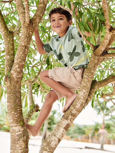 T-Shirts with Maxi Exotic Motifs for Boys sage green 